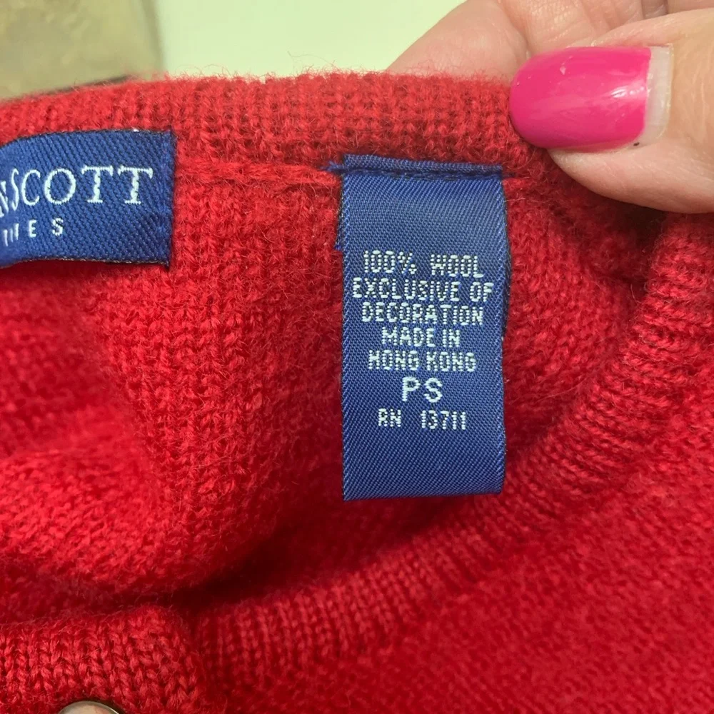 Vintage Karen Scott Festive Red Christmas Cardigan